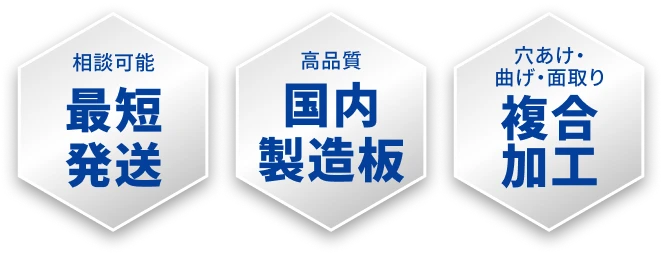 相談可能 最短発送 高品質 国内製造板 穴あけ・曲げ・面取り 複合加工